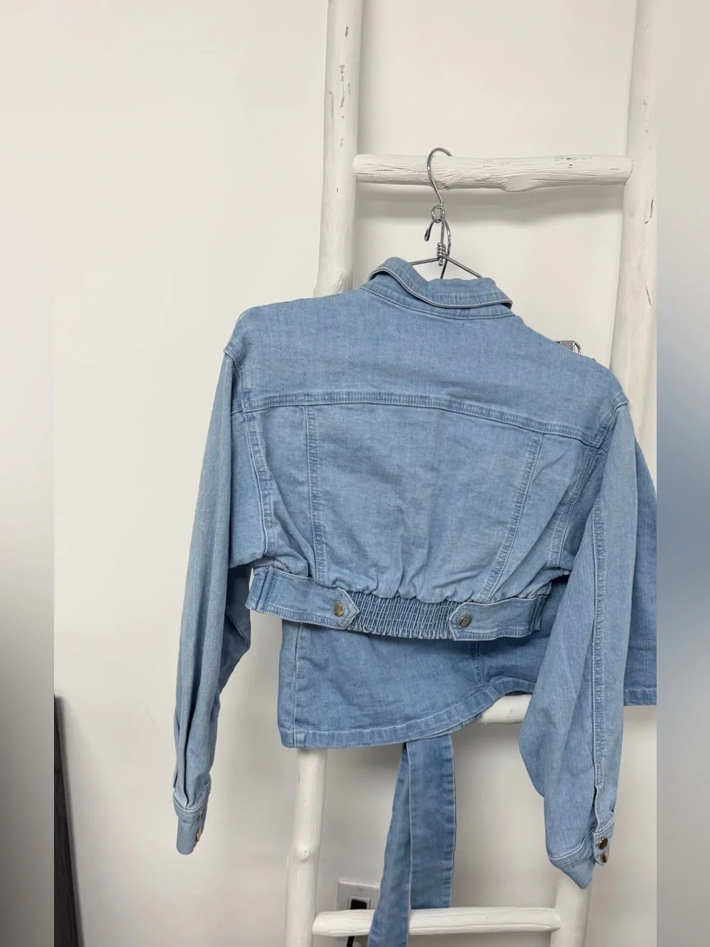 Stylish Blue Denim Crop Jacket and Skirt Set